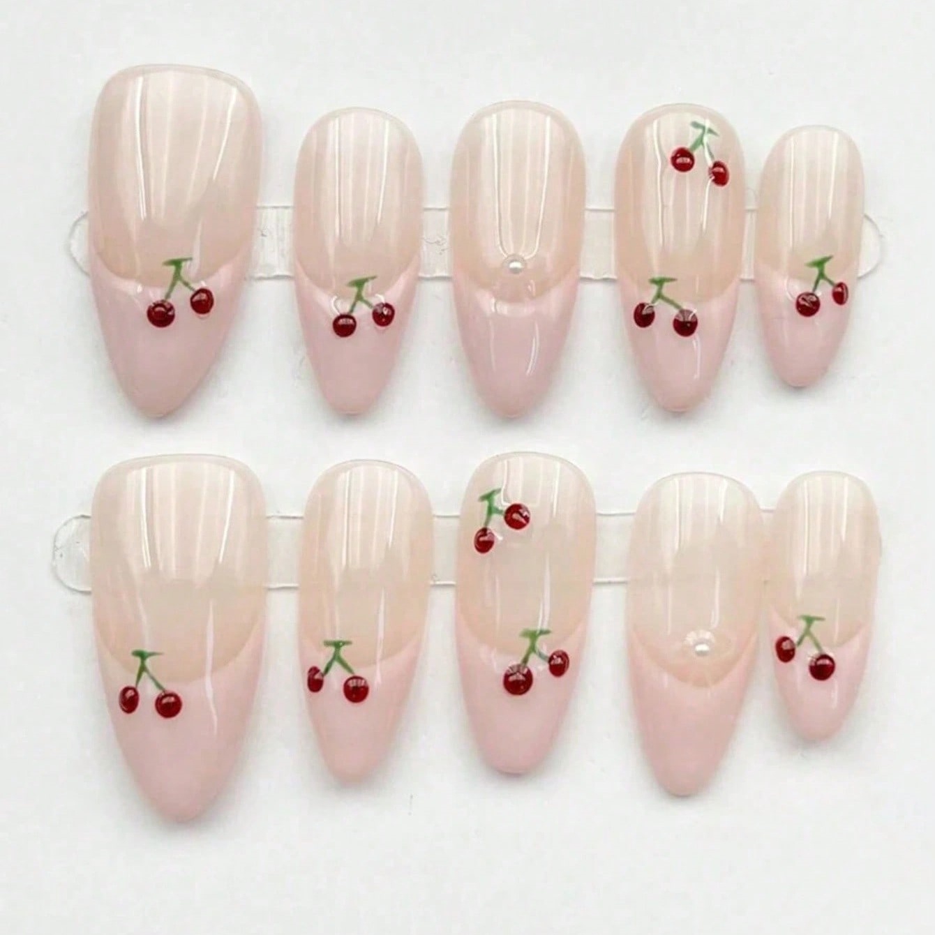 Nail Art Pink - 10 قطع من الأظافر الاصطناعية متوسطة