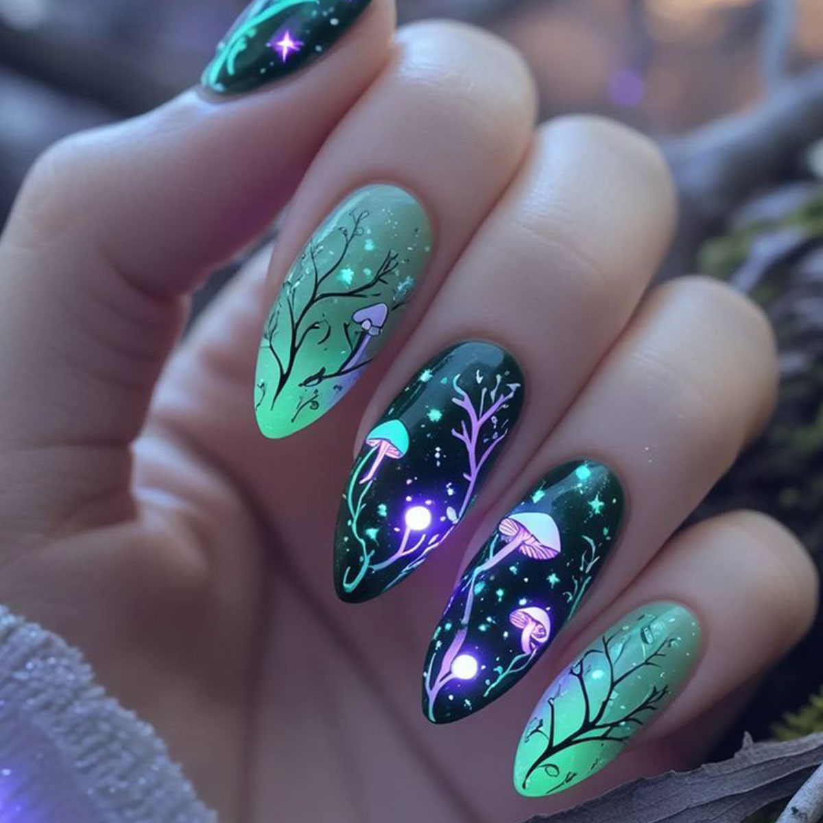 Nail Art Press On - اللوز الصحافة على الأظافر الفطر الأظافر