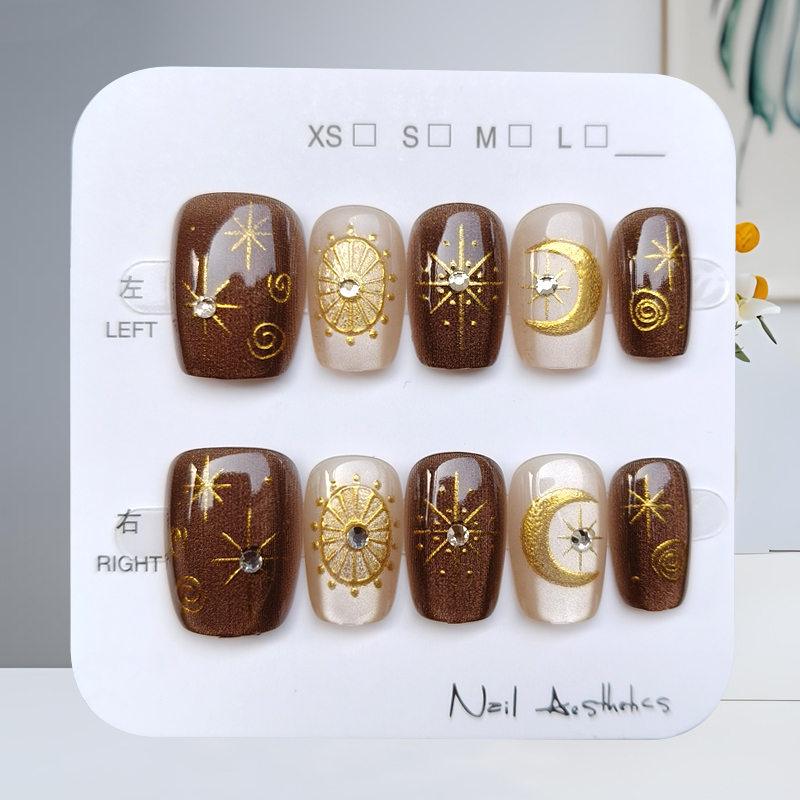 10 قطعة الخريف والشتاء البني س - مراجعة Nail Art Press On وسعره